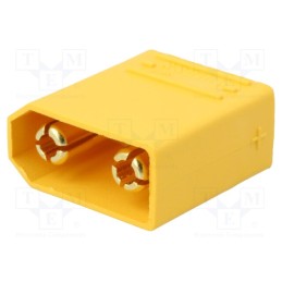 10 pcs : XT90PB-M - Socket, DC supply, XT90, male, PIN: 2, on PCBs, THT, yellow, 40A, 500V