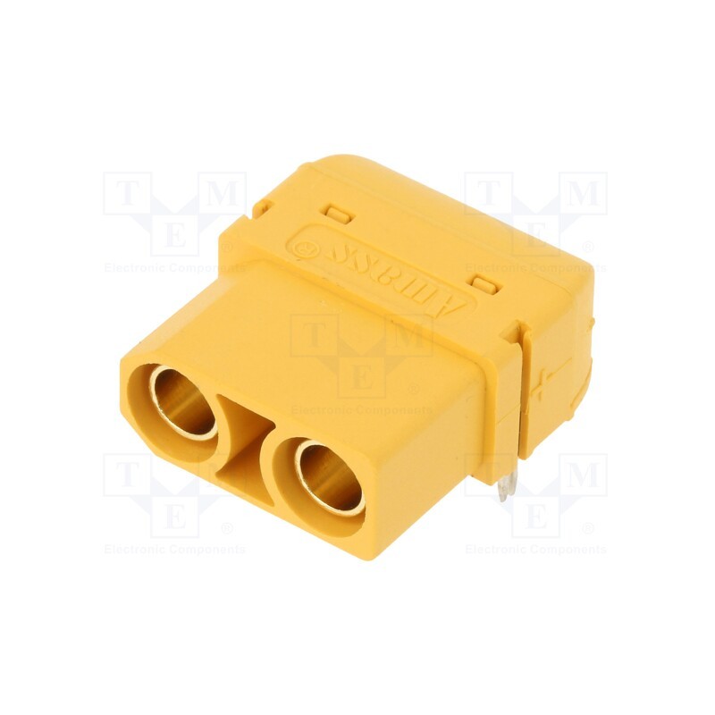 10 pcs : XT90PW-F - Socket, DC supply, XT90, female, PIN: 2, on PCBs, THT, yellow, 40A