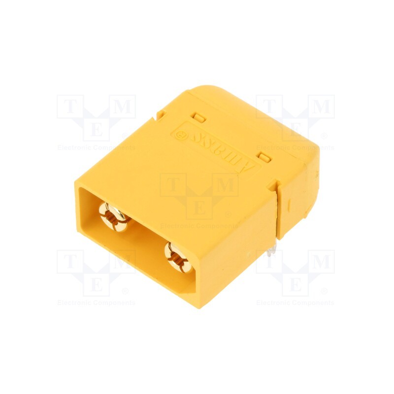 10 pcs : XT90PW-M - Socket, DC supply, XT90, male, PIN: 2, on PCBs, THT, yellow, 40A, 500V