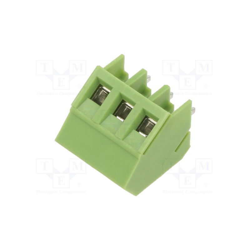 20 pcs : XY103-3P 5.0MM GREEN - PCB terminal block, angled 45°, 5mm, ways: 3, on PCBs, 2.5mm2, 10A
