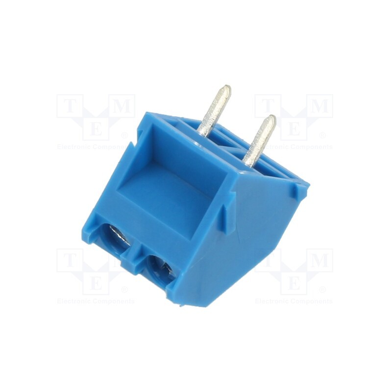 20 pcs : XY104-2P 5.0MM BLUE - PCB terminal block, angled 45°, 5mm, ways: 2, on PCBs, 2.5mm2, 15A
