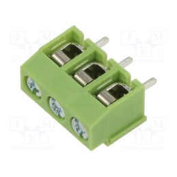 50 pcs : XY126V-3P 5.0MM GREEN - PCB terminal block, angled 90°, 5mm, ways: 3, on PCBs, 2.5mm2, 10A