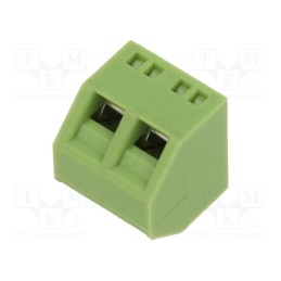 50 pcs : XY127S-2P 5.0MM GREEN - PCB terminal block, angled 45°, 5mm, ways: 2, on PCBs, 1.5mm2, 12A