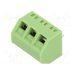 20 pcs : XY127S-3P 5.0MM GREEN - PCB terminal block, angled 45°, 5mm, ways: 3, on PCBs, 1.5mm2, 12A