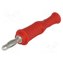 10 pcs : 1069-PRO-RT - Plug, 4mm banana, 36A, 70VDC, red, non-insulated, 2mΩ, 4AWG÷2AWG