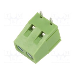50 pcs : XY128RA-2P 5.0MM GREEN - PCB terminal block, straight, 5mm, ways: 2, on PCBs, terminal