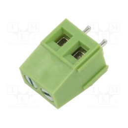 50 pcs : XY128VA-2P 5.0MM GREEN - PCB terminal block, angled 90°, 5mm, ways: 2, on PCBs, terminal