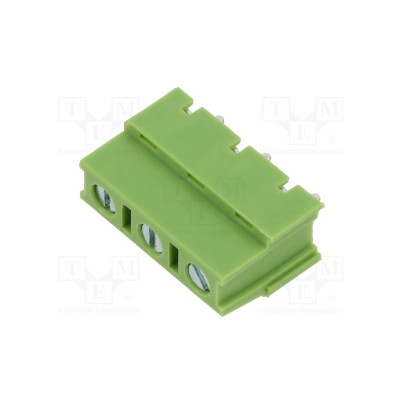 20 pcs : XY128VB-3P 7.5MM GREEN - PCB terminal block, angled 90°, 7.5mm, ways: 3, on PCBs, terminal