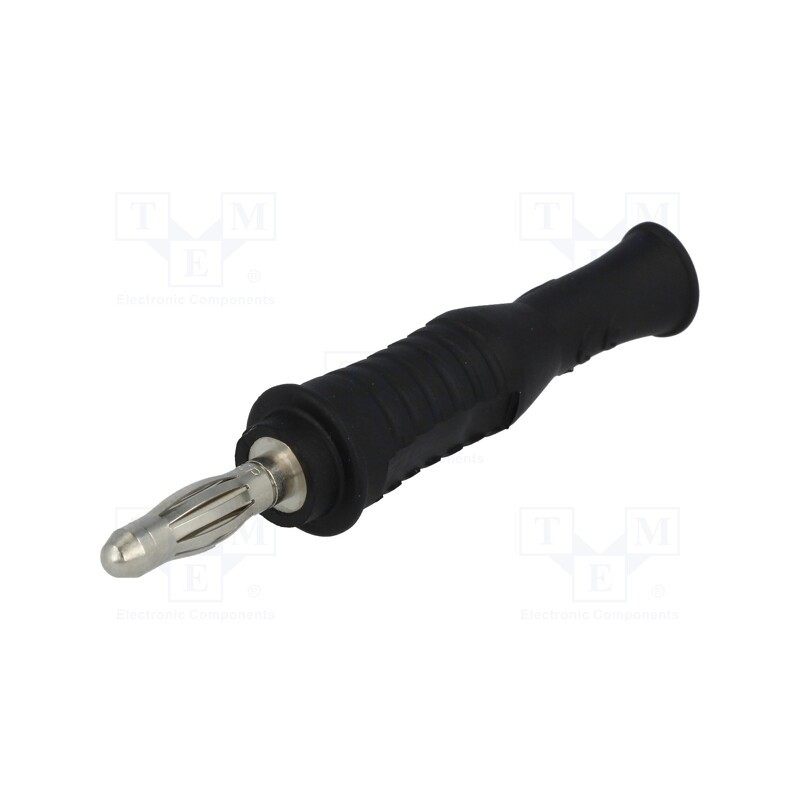 10 pcs : 1069-PRO-SW - Plug, 4mm banana, 36A, 70VDC, black, non-insulated, 2mΩ, 4AWG÷2AWG