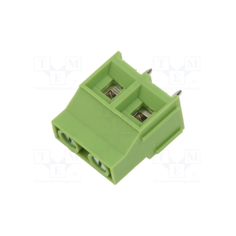 20 pcs : XY130-2P 9.5MM GREEN - PCB terminal block, angled 90°, 9.5mm, ways: 2, on PCBs, terminal