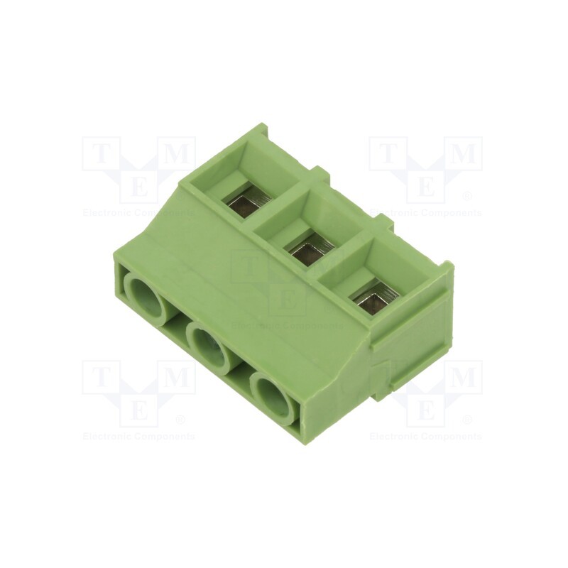 20 pcs : XY130-3P 9.5MM GREEN - PCB terminal block, angled 90°, 9.5mm, ways: 3, on PCBs, terminal