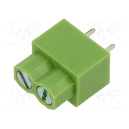 50 pcs : XY166-2P 5.0MM GREEN - PCB terminal block, angled 90°, 5mm, ways: 2, on PCBs, terminal