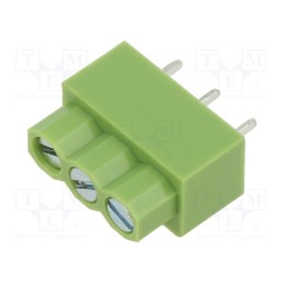 20 pcs : XY166-3P 5.0MM GREEN - PCB terminal block, angled 90°, 5mm, ways: 3, on PCBs, terminal