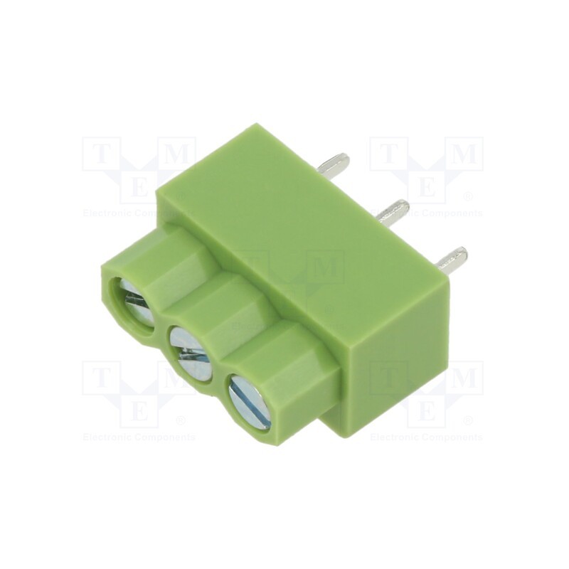 20 pcs : XY166-3P 5.0MM GREEN - PCB terminal block, angled 90°, 5mm, ways: 3, on PCBs, terminal