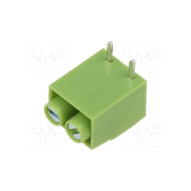 50 pcs : XY167R-2P 5.0MM GREEN - PCB terminal block, straight, 5mm, ways: 2, on PCBs, terminal