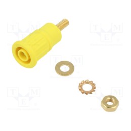 10 pcs : 66.3140-24 - Socket, 4mm banana, 32A, 1kV, yellow, gold-plated, on panel
