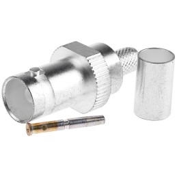1 pcs - TE Connectivity Straight 75Ω Cable Mount BNC Connector, jack, Silver, Crimp Termination, URM 70