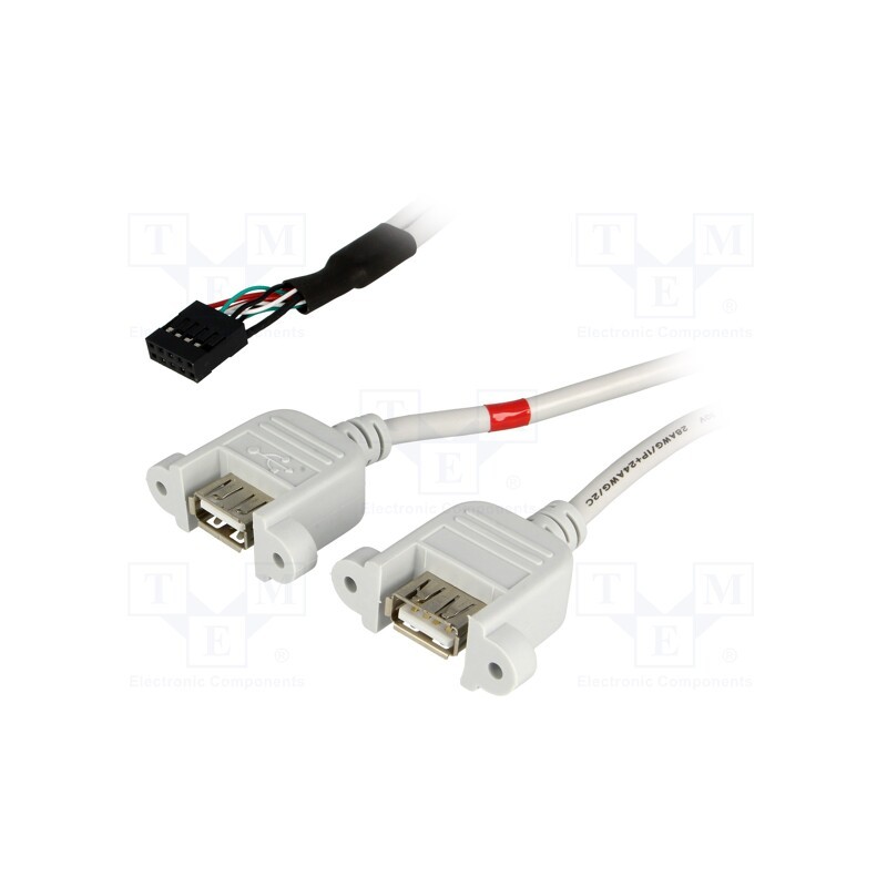 10 pcs : USBAJ-2 - Adapter, USB 2.0, USB A socket x2,5pin pin header x2, 0.5m