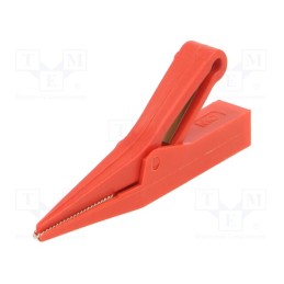 10 pcs : 64.9209-22 - Crocodile clip, 10A, red, Grip capac: max.9.5mm, Socket size: 4mm