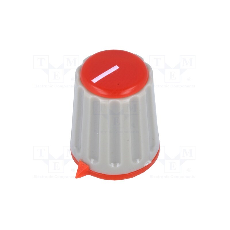 10 pcs : GWW16-RD - Knob, with pointer, Øshaft: 6mm, Ø15.3x18mm, Shaft: knurled, red