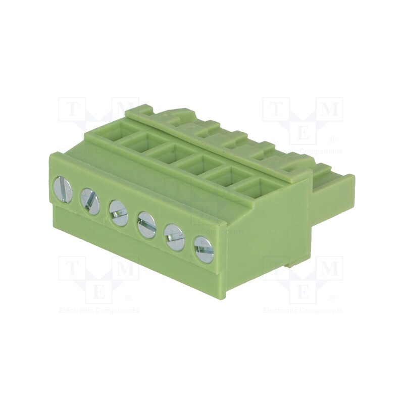 10 pcs : XY2500F-BV(5.08)-6P - Pluggable terminal block, 5.08mm, ways: 6, angled 90°, plug, green