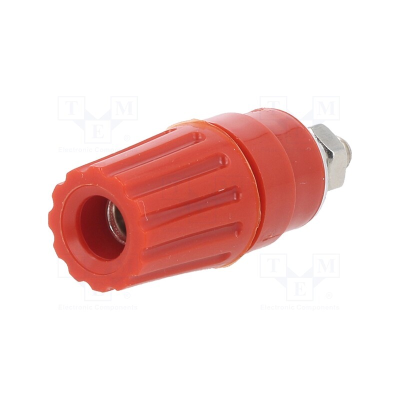 10 pcs : PKI 110 RT - Socket, 4mm banana, 35A, 60VDC, red, nickel plated, on panel,screw