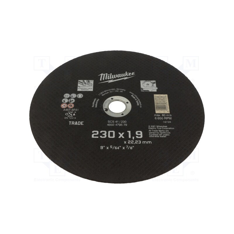 10 pcs : 4932479579 - Cutting wheel, Ø: 230mm, Øhole: 22.2mm, Disc thick: 1.9mm, steel