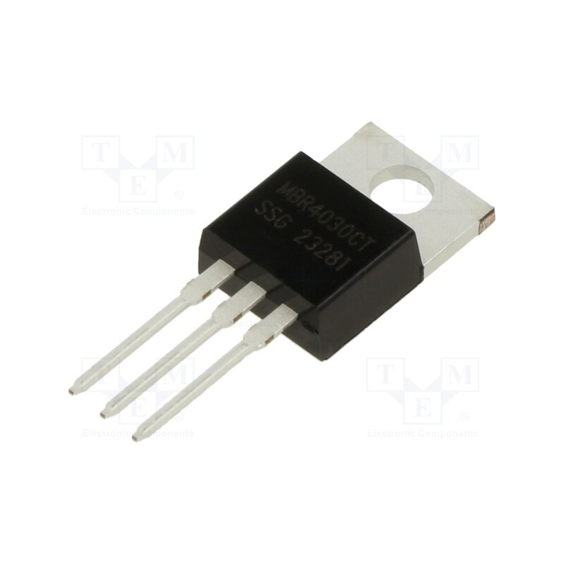 10 pcs : MBR4030CT - Diode: Schottky rectifying, THT, 30V, 40A, TO220AB, , Ir: 1mA