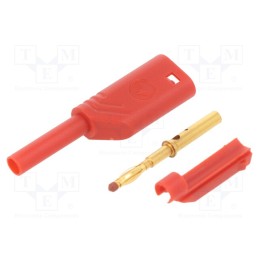 10 pcs : MST S WS 30 AU RED - Plug, 2mm banana, 10A, 1kV, red, gold-plated, Overall len: 41.5mm