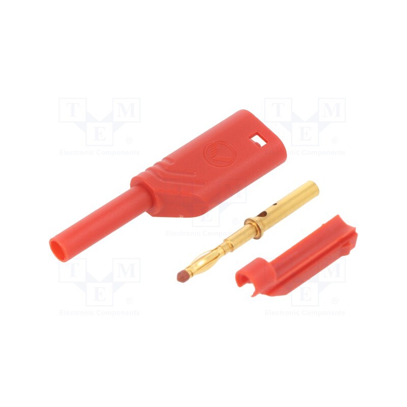 10 pcs : MST S WS 30 AU RED - Plug, 2mm banana, 10A, 1kV, red, gold-plated, Overall len: 41.5mm