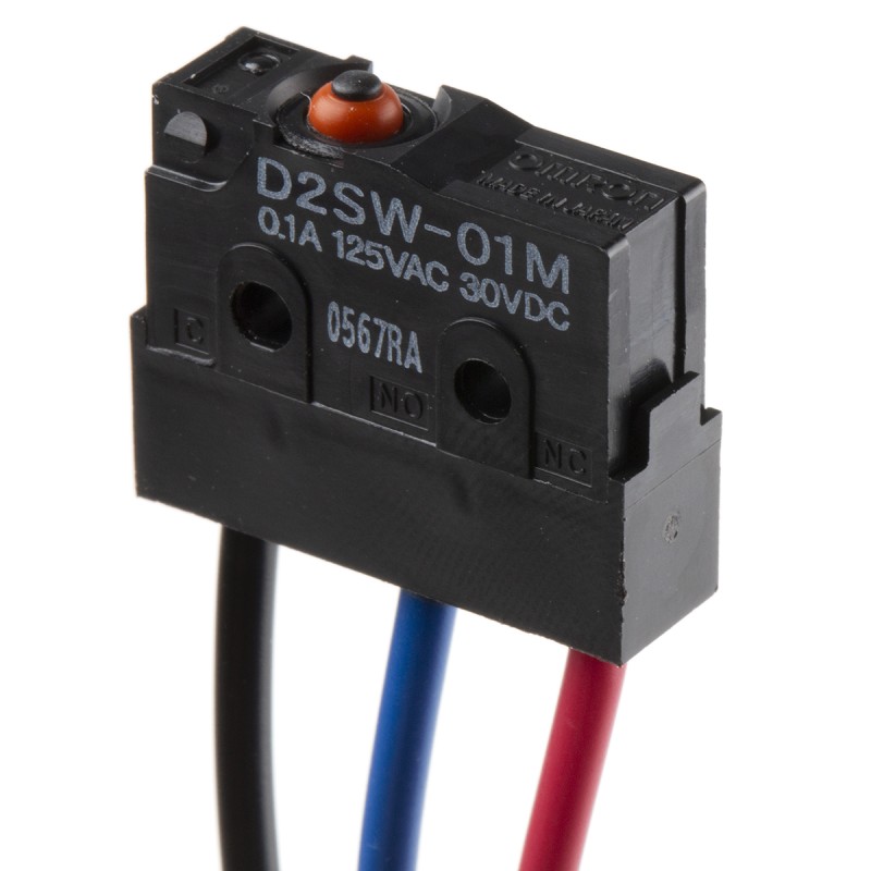 1 pcs - Omron Pin Plunger Micro Switch, Pre-wired Terminal, 100 mA @ 30 V dc, SPDT, IP67