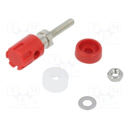 10 pcs : CL681560 - Socket, 4mm banana, 15A, 48VDC, red, nickel plated, on panel