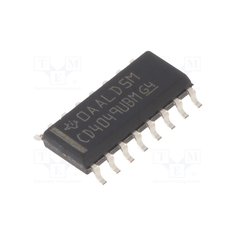 10 pcs : CD4049UBD - IC: digital, buffer,inverting,translator, Ch: 6, CMOS,TTL, SMD