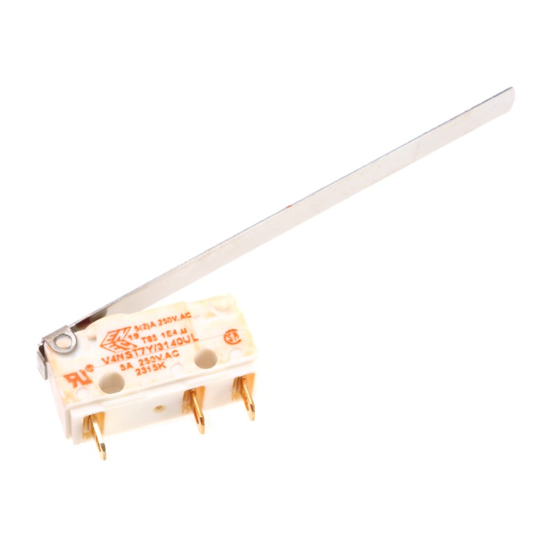 1 pcs - Saia-Burgess Long Hinge Lever Micro Switch, Solder Terminal, 5 A @ 250 V ac, SPDT, IP67