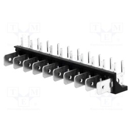 10 pcs : XY256R-A(7.62)-10PIN - Terminal: spade terminal strip, 6.3mm, THT, 250V, angled 90°, 12A