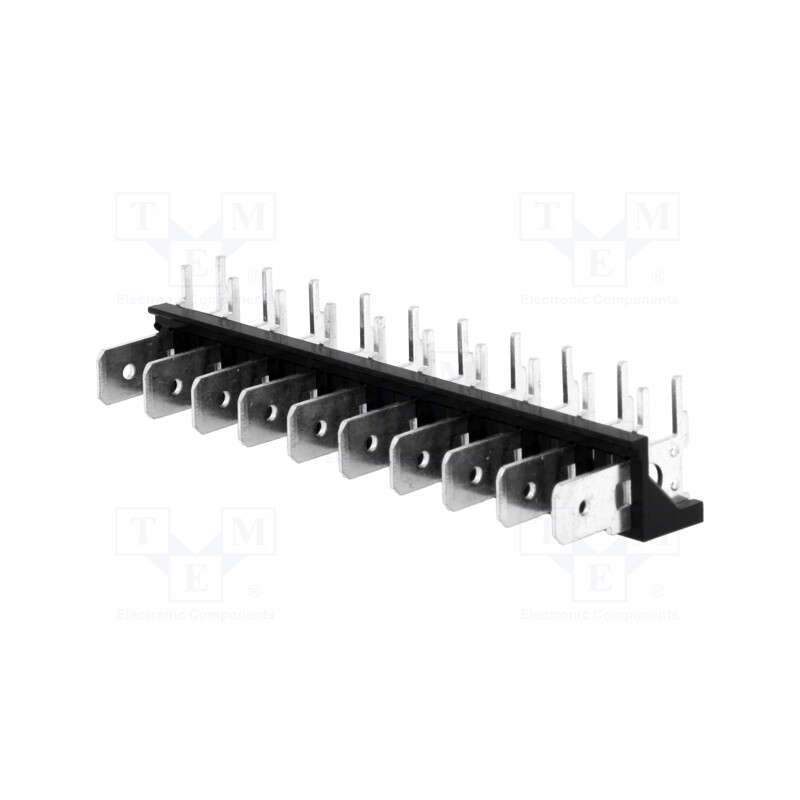 10 pcs : XY256R-A(7.62)-10PIN - Terminal: spade terminal strip, 6.3mm, THT, 250V, angled 90°, 12A