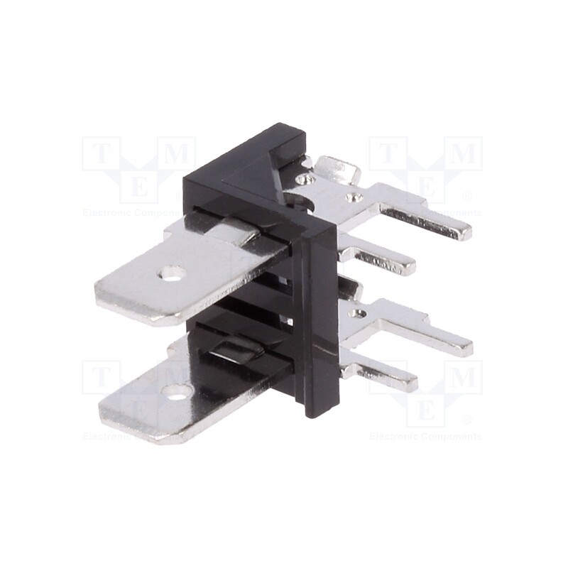 20 pcs : XY256R-A(7.62)-2PIN - Terminal: spade terminal strip, 6.3mm, THT, 250V, angled 90°, 12A
