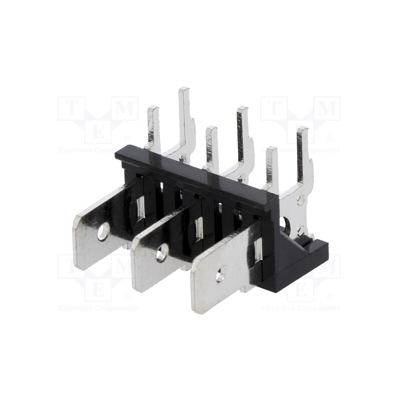 10 pcs : XY256R-A(7.62)-3PIN - Terminal: spade terminal strip, 6.3mm, THT, 250V, angled 90°, 12A
