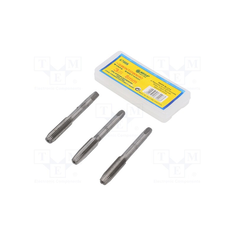 10 set : 67008 - Kit: taps, Thread: M8, Pitch: 1.25, 3pcs.