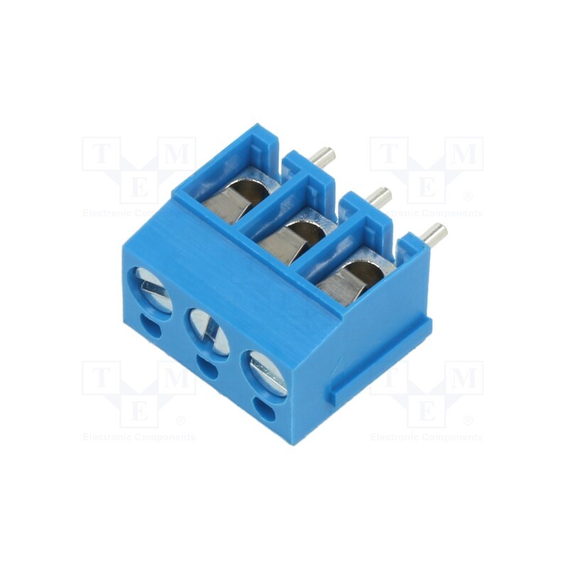 50 pcs : XY300VA-3P 5.0MM BLUE - PCB terminal block, angled 90°, 5mm, ways: 3, on PCBs, terminal
