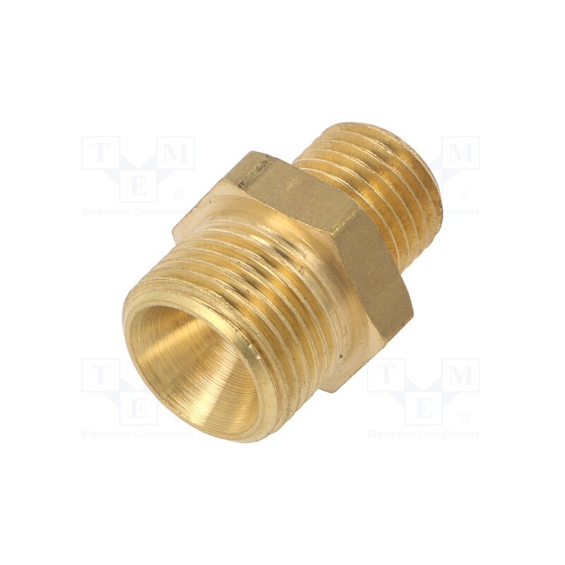 10 pcs : 901026173 - Double nipple, reducing, brass, Ext.thread: 1/4' + 3/8'