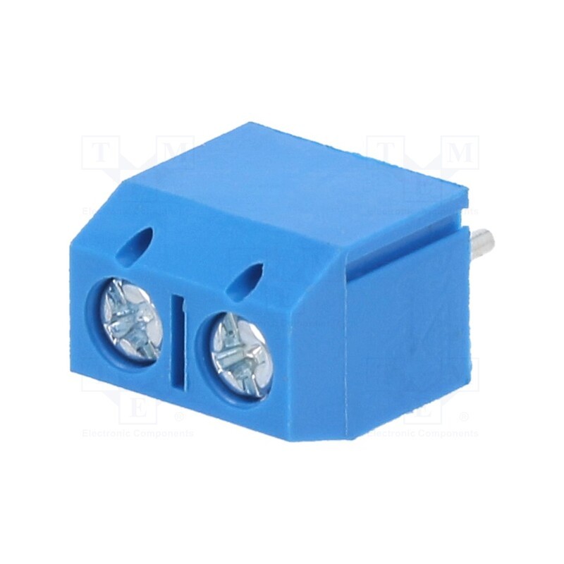 50 pcs : XY301V-2P+ (5.00) - PCB terminal block, angled 90°, 5mm, ways: 2, on PCBs, 1.5mm2, 16A