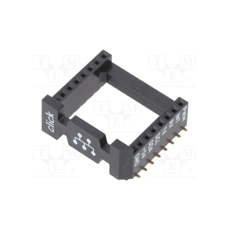 10 pcs : SOCKET MIKROBUS 16 SMD - Adapter, mikroBUS socket, PIN: 16, black, holder
