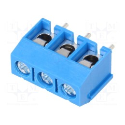 50 pcs : XY301V-3P+ (5.00) - PCB terminal block, angled 90°, 5mm, ways: 3, on PCBs, 1.5mm2, 16A