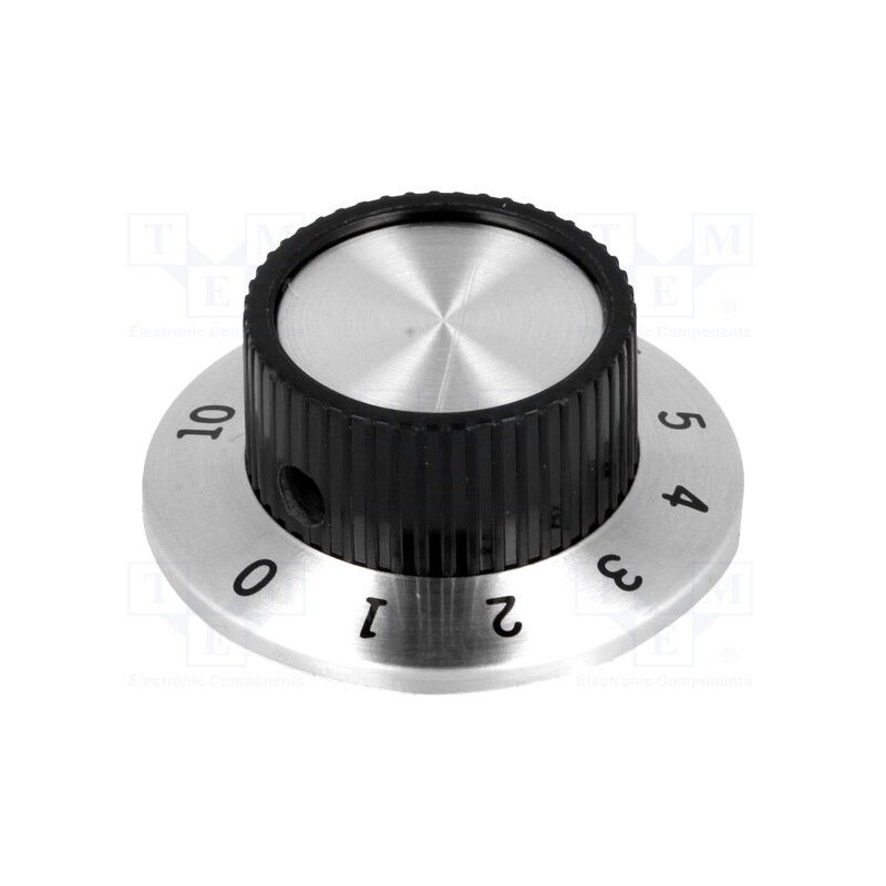 10 pcs : RN-114A - Knob, with flange, plastic, Øshaft: 6.35mm, Ø23.8x14.8mm