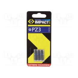 10 set : T4560 PZ3D - Screwdriver bit, Pozidriv®, PZ3, Overall len: 25mm, 3pcs.