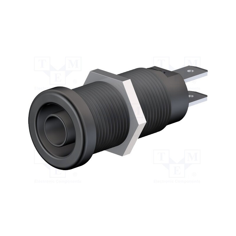 10 pcs : 66.9131-21 - Socket, 4mm banana, 37mm, black, nickel plated, on panel,screw