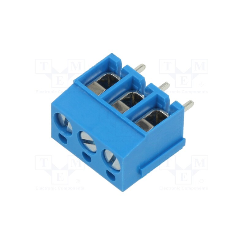 50 pcs : XY305A-3P 5.0MM BLUE - PCB terminal block, angled 90°, 5mm, ways: 3, on PCBs, terminal