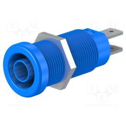 10 pcs : 66.9131-23 - Socket, 4mm banana, 37mm, blue, nickel plated, on panel,screw