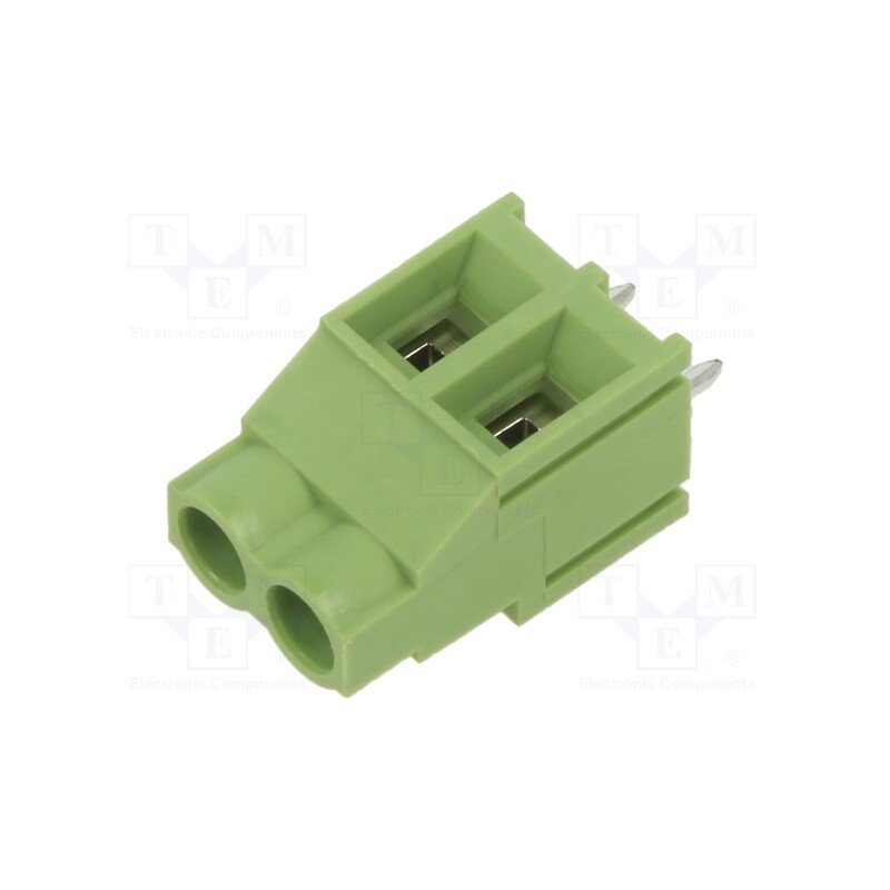20 pcs : XY635-2P 6.35MM GREEN - PCB terminal block, angled 90°, 6.35mm, ways: 2, on PCBs, terminal